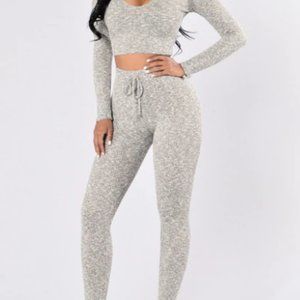 Grey Leggings+hoodie set